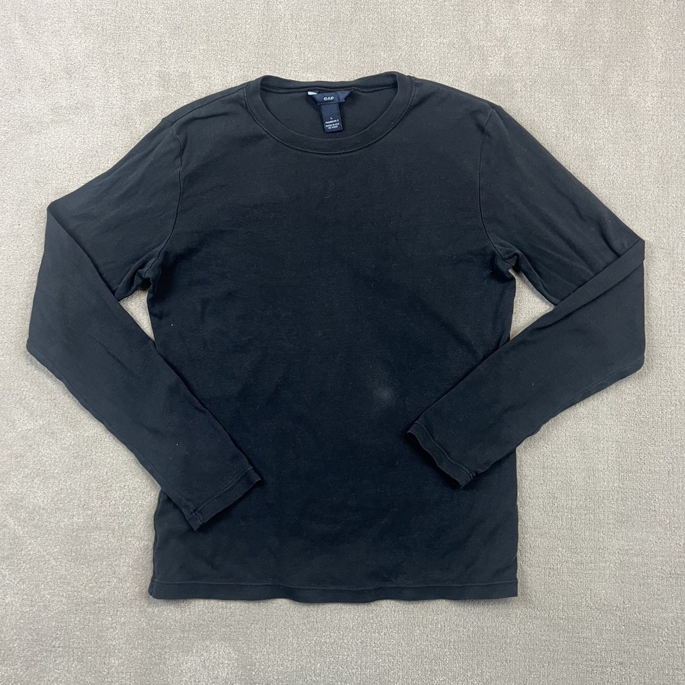 Gap Favorite T Shirt Womens Large Black Long Sleeve Crewneck Cotton Made in USA